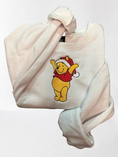 Christmas Winnie the Pooh Embroidered Sweatshirt Embroidered - Etsy White Embroidered Sweatshirt For Winter, White Embroidered Sweatshirt As Gift, White Embroidered Sweatshirt For Gift, Winnie The Pooh Hoodie, Christmas Winnie The Pooh, Walmart Shirts, Embroidered Crewneck, Sweater Christmas, School Fits