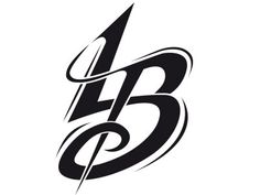 black and white logo with the letter b