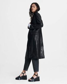 Channel your inner Soprano in the perfect knee-length leather jacket. 100% lamb leather, lined, in a slightly boxy fit with a center button front closure. rag & bone Women's Boxy Fit Jacket | Black, 2XS The Trinity, Workout Jacket, Women's Coats & Jackets, Jacket Sale, Blazers For Women, Leather Coat, Fashion Advice, Rag & Bone, Blazer Jacket