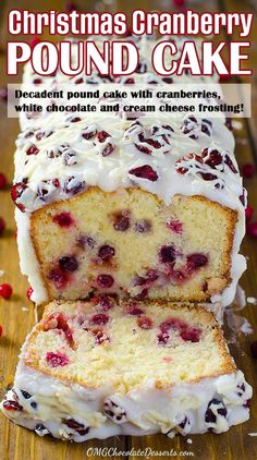 christmas cranberry pound cake with white frosting