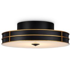 a black and gold ceiling light fixture