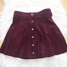 Soft Velvet Material With Button Clasps Vertically Down The Midline. Pretty Wine, Burgundy Color. Nwt Pretty Wine, Forever 21 Skirts, Velvet Material, Burgundy Color, Soft Velvet, Button Downs, Forever 21, Womens Skirt, Velvet