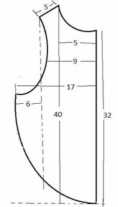 a drawing of the front and back of a dress form, with measurements for each section