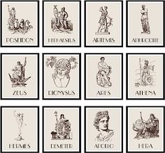 twelve zodiac signs in black and white with the names of each zodiac sign on them