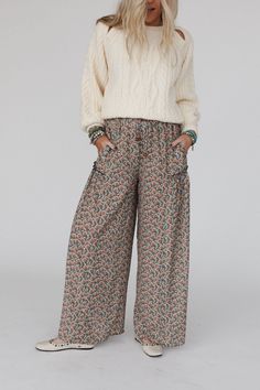 Excited to bring you The Nest Petal Trails Wide Leg Pants from our exclusive collection; The Nest by Three Bird Nest, you’ll love the side ruffle detail! Check out the rest of the collection here - Inspired by you, created by us. Comfortable woven fabric with unique print Loose and wide leg pant silhouette Classic elastic drawstring waistline with so cute beads Convenient side seam pockets So unique side pleat ruffled detail for added boho style Easy and comfy outfit that feels like pjs, but loo Boho Essentials, Three Bird Nest, Weekly Outfits, Comfy Outfit, Comfy Pants, Bird Nest, Wide Leg Pant, The Nest, Sweater Sale