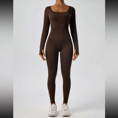 Solid Ribbed Long Sleeve Sports Second-Skin Feel Light-Fitting Playsuit Jumpsuit, Workout Ribbed Long Sleeve Exercise Sportswear Bodysuits Bodycon Jumpsuit, Seamless Jumpsuits One-Piece Yoga Suit, Long Sleeve Compression Bodysuit, High Stretch Solid Color Jumpsuits And Rompers For Loungewear, Fitted Athleisure Bodysuit For Loungewear, Fitted Solid Jumpsuits For Sports, Fitted Jumpsuits And Rompers For Sports, Solid Compressive Jumpsuits And Rompers, Fitted Athleisure Jumpsuits And Rompers In Solid Color, Fitted Solid Color Unitard For Loungewear, Fitted Athleisure Jumpsuits And Rompers For Loungewear