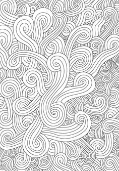 an abstract coloring page with wavy lines