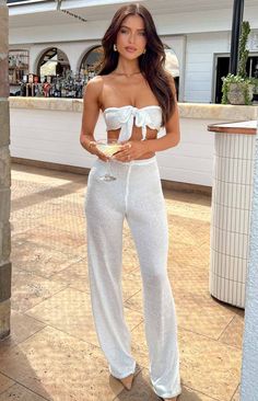 Disco White Sequin Knit Pants – Beginning Boutique US Tulum Outfits, Sequin Knit, Post Insta, Prom Midi Dress, Shop Pants, Summer Playsuit, Semi Formal Dresses, Cute Heels, Sweater Crop