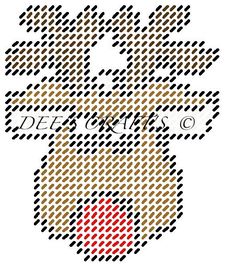 a cross stitch pattern with the shape of a heart in red and brown, on a white background