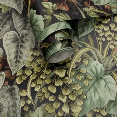 an image of a wallpaper with flowers and leaves on it's back side