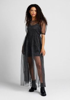 Shine Through The Night Midi Dress Sheer Dress Outfit, Black Party Dress, Casual Dresses Plus Size, Mesh Midi Dress, 70s Outfits, Black Party Dresses, Midi Dress Casual, Mini Slip Dress, Black Party