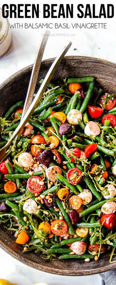 green bean salad with balsamic basil vinaie