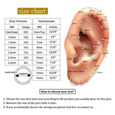 the size chart for an ear is shown in this diagram, and shows how to measure it