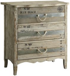 an old wooden chest with three drawers