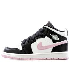 Kids Air Jordan 1 Mid BP White Black Light Arctic Pink (PS) Basketball Shoes/Sneakers Air Jordan 1 Mid White, Vapour Max Nike, Nike Sacai, Nike Air Jordan 1 Mid, Womens Air Jordans, Marina Blue, Fresh Shoes, Nike Air Jordan 1, Air Jordan 1 Mid