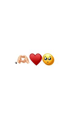 two emoticions with one holding a heart and the other pointing at it's side