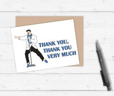 a card with the words thank you, thank you very much on it next to a pen