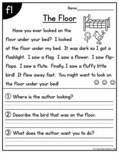 the floor worksheet for children to learn how to read and understand what they are doing