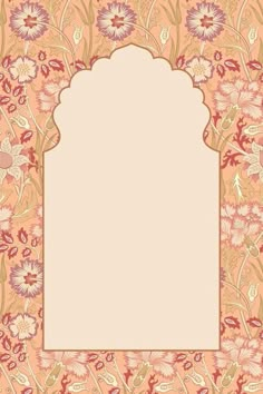 an ornate frame with flowers and leaves in the middle, on a beige background stock photo