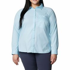 Whether you're relaxing at home or on-the-go, this women's button-front top from Columbia is just what you need!Finding the perfect fit and size for women's clothing requires basic measurements of your chest, waist, hips and inseam. Use this guide to learn more about sizing and everything Kohl's has to offer in women's fashion. FEATURES Collared neckline Long sleeves Omni-WICK™ fabrication UPF 50 sun protection 1 chest pocket UnlinedFIT & SIZING 30 1/2-in. length from shoulder to hem Button-fron Button Front Top, Button Front Shirt, Blue Gender, Upf 50, Chest Pocket, Sun Protection, Gender Female, Columbia, Women's Clothing