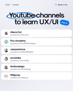 an iphone screen with the text youtube channels to learn ux / ui