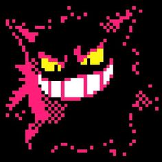 an old school pixel art style image of a demon with red eyes and big teeth