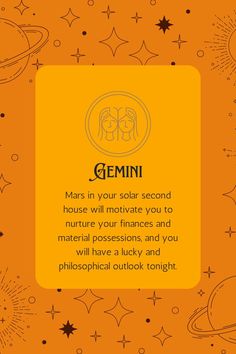 an orange background with stars and the words gemini