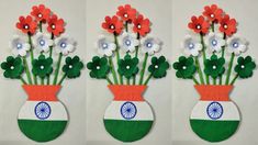 Independence Day Art And Craft Ideas, Tri Colour Activity For Kids, Independence Day Craft For Kindergarten, Independence Day Flower Craft, Independence Day Crafts For Kids Indian, Tri Colour Flower Craft, Independent Day Craft Ideas, Tricolour Wall Hanging Craft, Independence Day Hangings