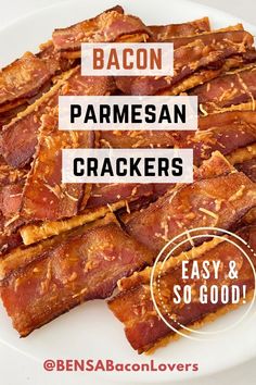 bacon parmesan crackers on a white plate