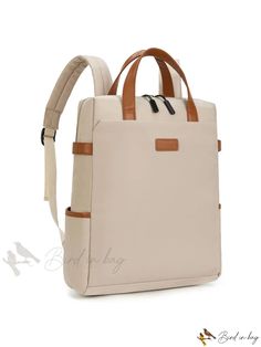 Bird in Bag - Womens Mini Backpack, Travel Bag Handbag for Airplane Work, Casual Daypack for Business Use Beige Backpack Laptop Bag For Daily Use, Beige Laptop Backpack For Daily Use, Rectangular Anti-theft Laptop Bag For Everyday Use, Beige Standard Backpack For Commuting, Anti-theft Rectangular Laptop Bag For School, Rectangular Anti-theft Laptop Bag For School, Beige Rectangular Nylon Backpack, Beige Rectangular Bag For Commuting, Mini Mochila