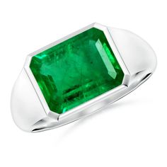 Add a unique flair to your look with this stunning signet ring. It showcases an emerald-cut emerald that is bezel set in an east-west setting. This Platinum ring will instantly elevate your style game. Emerald Signet Ring, 14k Rose Gold Ring, Platinum Ring, 14k White Gold Ring, East West, Emerald Ring, Elevate Your Style, Signet Ring, Yellow Gold Rings