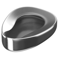 a close up of a metal toilet seat on a white background with the lid down