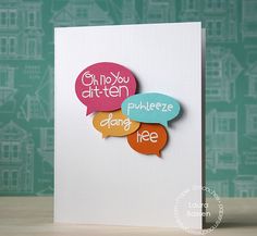 a card with three speech bubbles on it