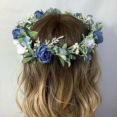 Artificial Bespoke Brides Flower Crown Colours can be changed to match your bouquets Ribbons can be added if required. Please contact us if you require a Bespoke Design Wedding Edinburgh, Flower Crown Blue, Bride Hair Flowers, Cosplay Group, Edinburgh Zoo, Blue Flower Crown, Crown Headdress, Flower Crown Bride, Wedding Flower Crown