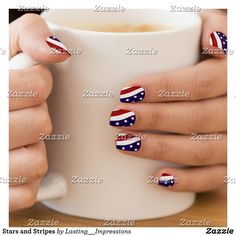 Flag Nails, Blue Line Flag, Minx Nails, White Acrylic Nails