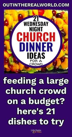 a poster with the words church dinner ideas for a crowd