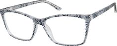 Add a pinch of paisley to your eyewear wardrobe in these stylish rectangle glasses. The glossy TR90 plastic eyeglasses features slim design lines from the eyeglasses front to the temple arms. For added comfort the ultra lightweight style features spring hinges. | Zenni Women's Rectangle Prescription Eyeglasses Gray TR Popular Glasses Frames For Women 2023, Stylish Glasses For Women Zenni, Best Eyeglass Frames Zenni, Square Glasses Women Zenni, Funky Glasses Zenni, Zenni Optical Glasses, Zenni Optical Glasses Woman Rectangle, Everyday Glasses, Types Of Glasses