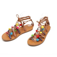 Buy More, SAVE More!

Color : Picture

Size : 35-43

Style : Flat Heel

Occasion : Beach/Casual

Season : Spring Summer Autumn Gladiator Flats, Pom Pom Sandals, Sandals Gladiator, Summer Sandals Flat, Flat Gladiator Sandals, Boho Sandals, Rhinestone Flats, Beaded Flats, Leather Gladiator Sandals