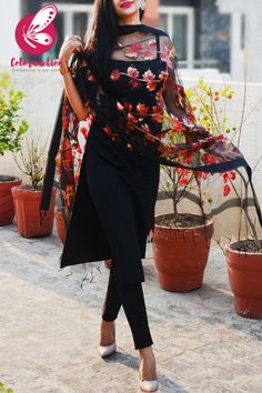 Designer Kurti Patterns, Black Pure, Traditional Indian Outfits