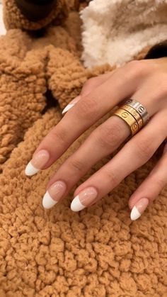 Round French Tip Nails Acrylics Long, Madison Beer French Tip Nails, Madison Beer Nails French, Large French Tip Nails, Nails French Tip, Plain Nails, Edgy Nails