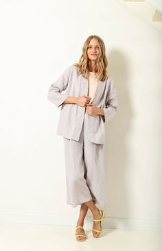 "Linen kimono jacket with loose fit. Kimono collar, set in sleeves and a belt option would make you feel like in a real kimono. Couple this jacket with culotte pants, if you want to spark with energy. Or wear it as a cardigan or a robe coat, if you aim for something more relaxing. Double washed for extra softness and shrinkage prevention. ABOUT US LINEN ID was born from desire to embrace things that actually matter. We aim to create sustainable garments that offer uncompromised design, are versa Spring Kimono With Pockets, Casual Linen Kimono For Loungewear, Casual Linen Kimono With Relaxed Fit, Casual Linen Kimono With Kimono Sleeves, Linen Kimono With Relaxed Fit, Casual Linen Kimono For Spring, Spring Casual Linen Kimono, Relaxed Fit Linen Kimono For Daywear, Spring Linen Outerwear With Kimono Sleeves