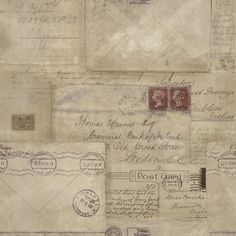 an old envelope with stamps on it is shown in this close up photo, and has been altered to look like something out of the past