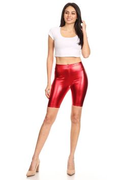 The perfect bike shorts for performances, ballet, clubbing, cosplay, dressing up and events. These shinny metallic shorts are a one of a kind, they come with elastic waist, made with stretchy material. Easy to wear and care. Great for casual wear and costumes. Business Professional Attire Women, Minimal Sneakers, Formal Attire For Women, 1950s Fashion Women, Shorts Biker, Black Leggings Outfit, Metallic Shorts, Shiny Leggings, Performance Wear