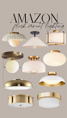 an assortment of lamps with the words amazon flush mount lighting