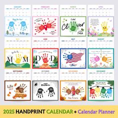 a calendar with handprints on it