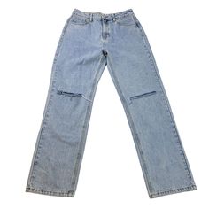 All the Y2K vibes in these light, almost acid washed high rise jeans that have distressing at the knees. Great to pair with boots or sneakers for a Boho or streetwear vibe. FIT GUIDE: If the fabric in jeans contains elastane or spandex, there will be some stretch - the more elastane, the more stretch!NOTE that preloved pieces may have changed in size with wash and wear so please check approximate measurements for current size and fit.Size: Womens 8Approximate Measurements Lying Flat: Waist 15.25 Casual High Rise Distressed Jeans, Casual Faded Ripped Jeans, Light Wash Ripped Jeans For Streetwear, Light Wash Distressed Jeans For Streetwear, Casual Ripped Washed Blue Jeans, Distressed Light Wash Jeans For Streetwear, High Rise Ripped Grunge Jeans, Ripped High Rise Grunge Jeans, Casual Frayed Hem Jeans For Streetwear