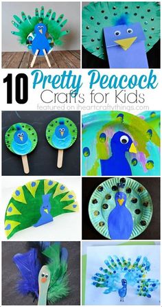 paper plate crafts for kids with peacocks on them and the words pretty peacock crafts for kids