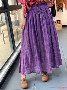 Feminine Fashion Statement Flowy Wrap Dress for Women's Everyday Wear Solid Color Long Summer Dress, Purple Solid Color Dress For Spring, Purple Dresses For Spring, Solid Long Skirt Dress For Vacation, Spring Daywear Dress With Long Skirt, Casual Pleated Purple Dresses, Casual Purple Pleated Dresses, Casual Long Skirt Dress For Daywear, Spring Solid Color Maxi Skirt