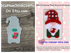 a cross stitch christmas ornament with an image of a santa clause on it