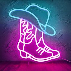 Cowboy Boot and Hat Neon Sign, LED Pink Cowgirl Boots Neon Sign Wall Decor, Pink | Monogram Markets Blue Cowboy Hat, Game Room Bedroom, Bilik Permainan, Stylish Room Decor, Pink Cowboy Boots, Pink Cowgirl Boots, Neon Sign Wall, Cowboy Shoes, Western Wall Art